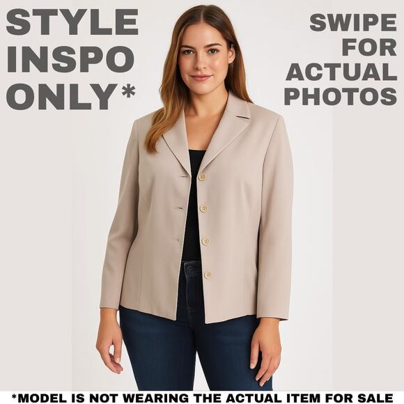 LeSuit II Beige Blazer Jacket Size 18W Long Sleeve Button Front Polyester [0401] - Picture 2 of 10